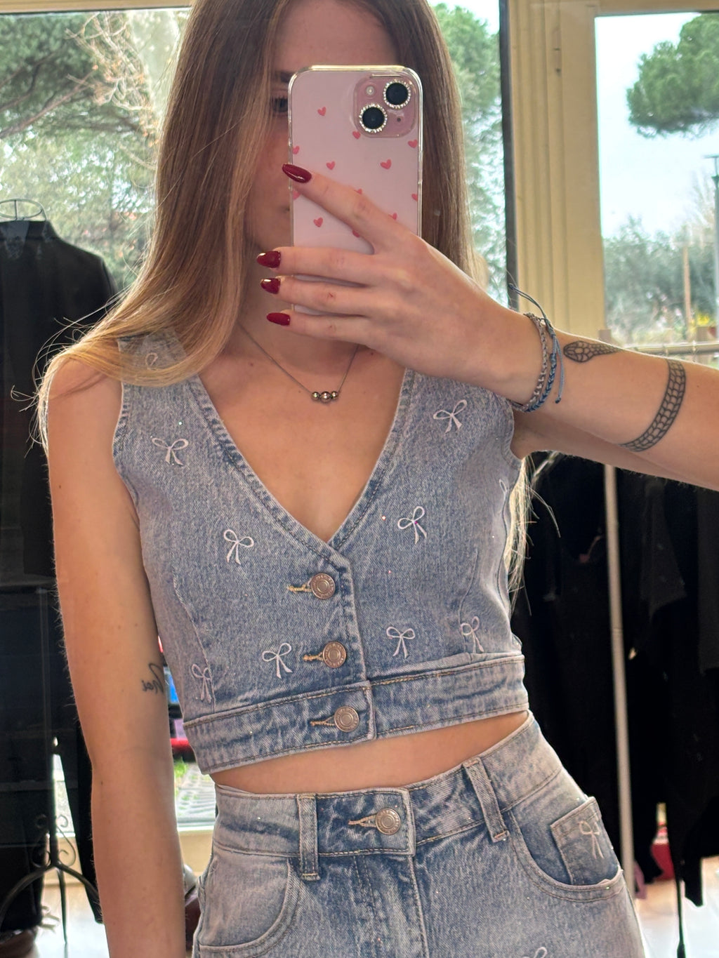 Coordinato jeans fiocco