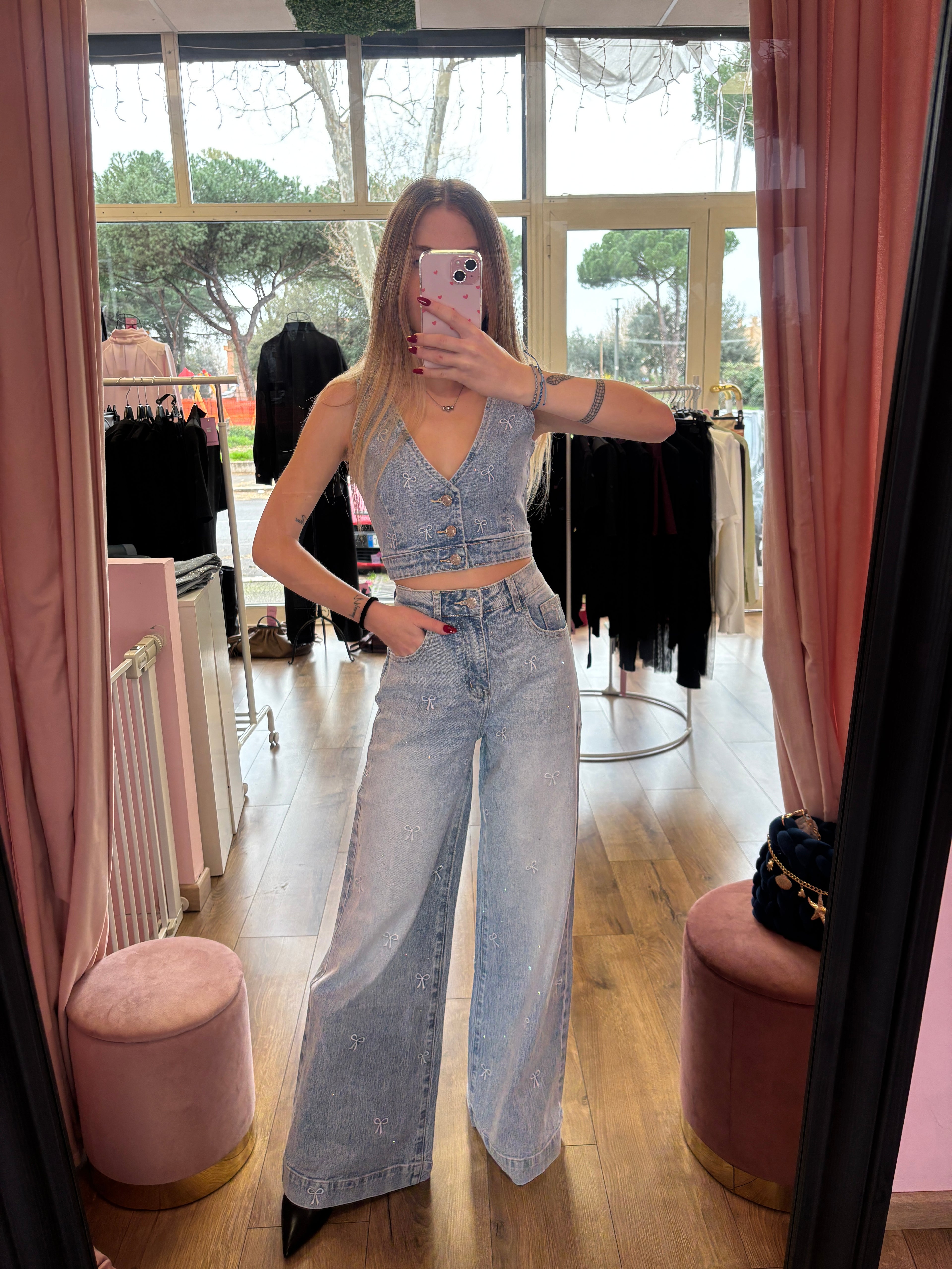 Coordinato jeans fiocco